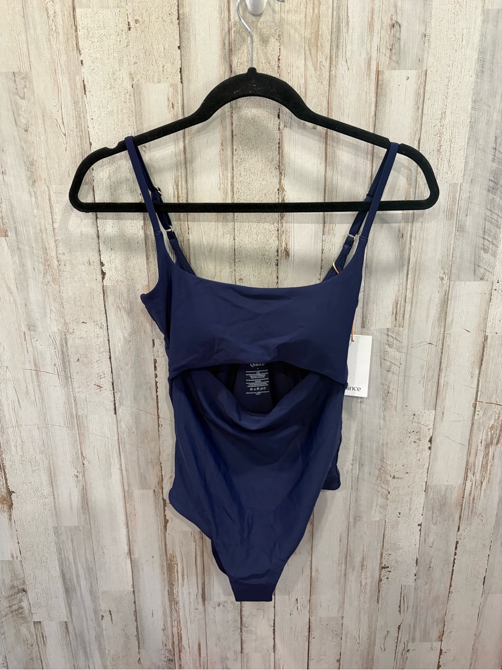 New Quince Italian Cut-Out One-Piece Swimsuit Deep Navy Blue Small Beach Pool